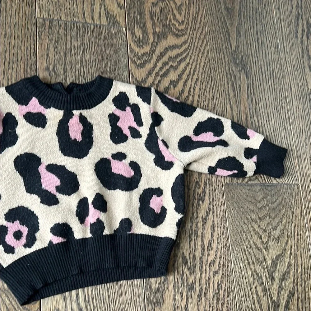 Pink and Black Animal Print Crew Neck Sweater Bardot junior 9-12 months sale
